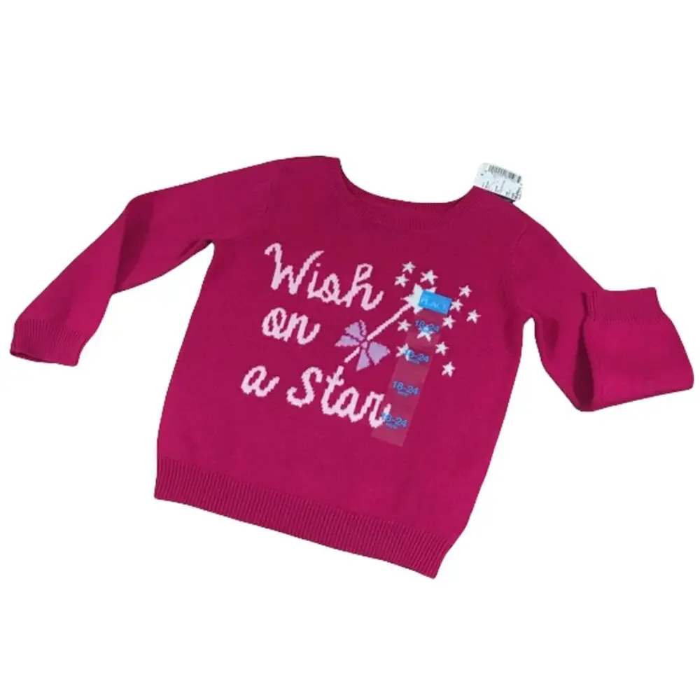 The Children's Place Girls Sweater Size 18-24 Months Pink Wish On A Star NEW